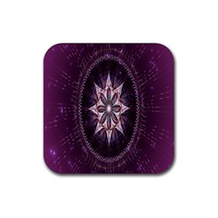 Flower Twirl Star Space Purple Rubber Coaster (square)  by Mariart