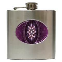 Flower Twirl Star Space Purple Hip Flask (6 Oz)