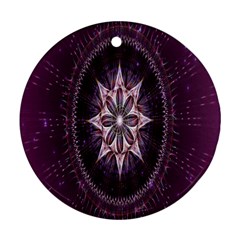 Flower Twirl Star Space Purple Round Ornament (two Sides)