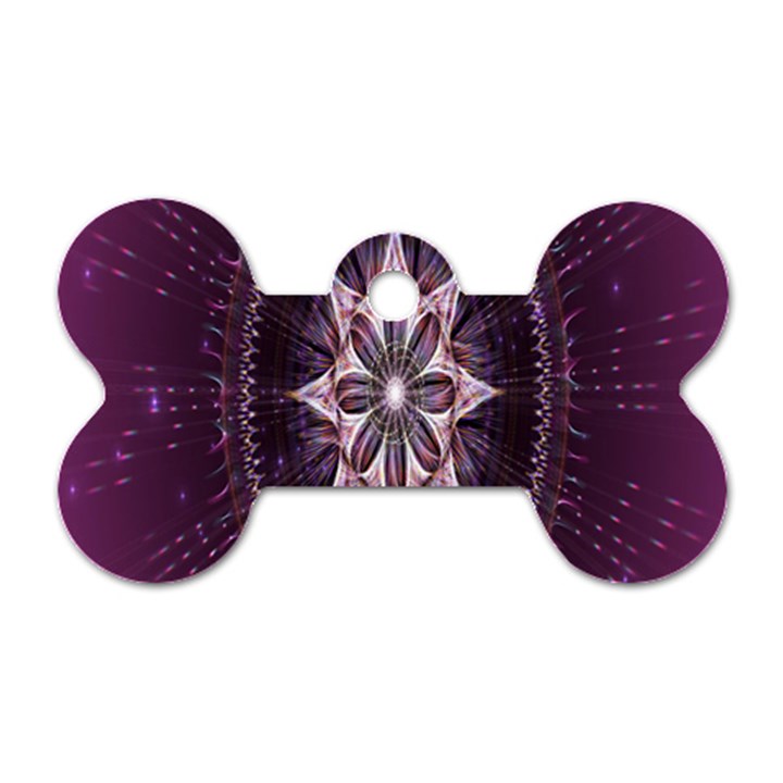 Flower Twirl Star Space Purple Dog Tag Bone (Two Sides)