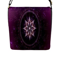 Flower Twirl Star Space Purple Flap Messenger Bag (l) 