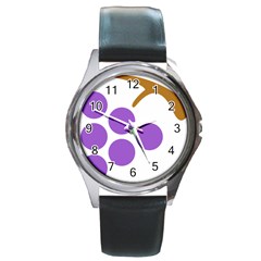 Fruit Grape Purple Round Metal Watch by Mariart