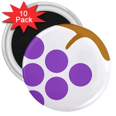 Fruit Grape Purple 3  Magnets (10 Pack) 