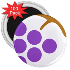 Fruit Grape Purple 3  Magnets (100 Pack)