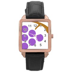 Fruit Grape Purple Rose Gold Leather Watch  by Mariart