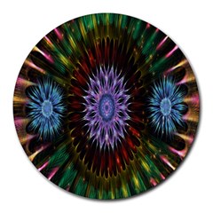 Flower Stigma Colorful Rainbow Animation Gold Space Round Mousepads