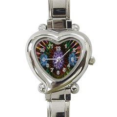 Flower Stigma Colorful Rainbow Animation Gold Space Heart Italian Charm Watch by Mariart