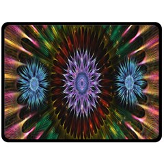 Flower Stigma Colorful Rainbow Animation Gold Space Fleece Blanket (large) 