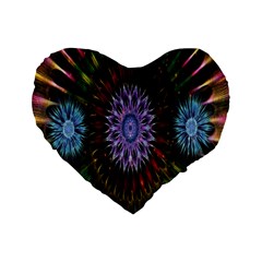 Flower Stigma Colorful Rainbow Animation Gold Space Standard 16  Premium Flano Heart Shape Cushions