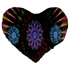 Flower Stigma Colorful Rainbow Animation Gold Space Large 19  Premium Flano Heart Shape Cushions by Mariart