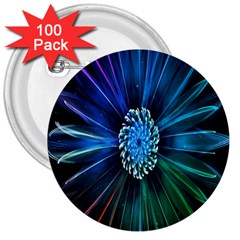 Flower Stigma Colorful Rainbow Animation Space 3  Buttons (100 pack) 