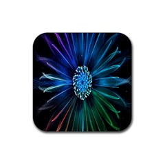 Flower Stigma Colorful Rainbow Animation Space Rubber Coaster (Square) 