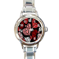 Floral Flower Heart Valentine Round Italian Charm Watch by Mariart