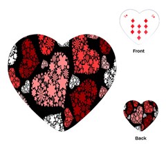 Floral Flower Heart Valentine Playing Cards (heart)  by Mariart