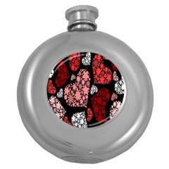 Floral Flower Heart Valentine Round Hip Flask (5 Oz)