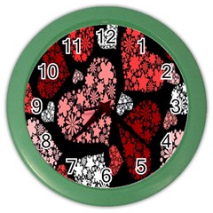 Floral Flower Heart Valentine Color Wall Clocks