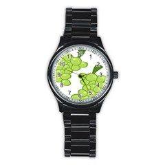 Fruit Green Grape Stainless Steel Round Watch