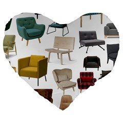 Furnitur Chair Large 19  Premium Flano Heart Shape Cushions