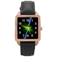 Gas Yellow Falling Into Black Hole Rose Gold Leather Watch  by Mariart