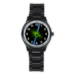 Gas Yellow Falling Into Black Hole Stainless Steel Round Watch