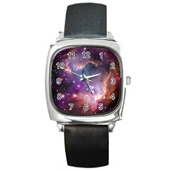 Galaxy Space Star Light Purple Square Metal Watch