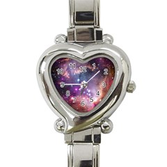 Galaxy Space Star Light Purple Heart Italian Charm Watch