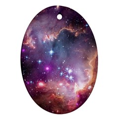 Galaxy Space Star Light Purple Oval Ornament (Two Sides)
