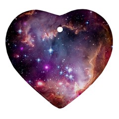 Galaxy Space Star Light Purple Heart Ornament (two Sides) by Mariart