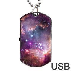 Galaxy Space Star Light Purple Dog Tag USB Flash (One Side)