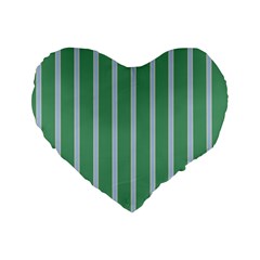 Green Line Vertical Standard 16  Premium Flano Heart Shape Cushions by Mariart