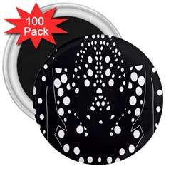 Helmet Original Diffuse Black White Space 3  Magnets (100 Pack)