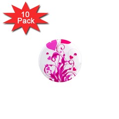 Heart Flourish Pink Valentine 1  Mini Magnet (10 Pack) 