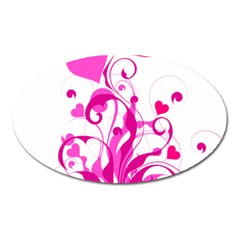 Heart Flourish Pink Valentine Oval Magnet by Mariart