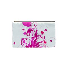 Heart Flourish Pink Valentine Cosmetic Bag (small) 