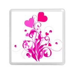 Heart Flourish Pink Valentine Memory Card Reader (square)  by Mariart