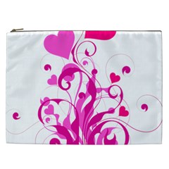 Heart Flourish Pink Valentine Cosmetic Bag (xxl) 