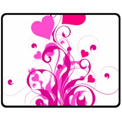 Heart Flourish Pink Valentine Double Sided Fleece Blanket (medium)  by Mariart