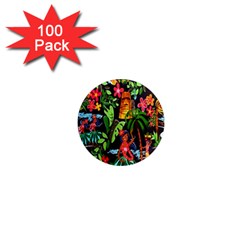 Hawaiian Girls Black Flower Floral Summer 1  Mini Magnets (100 Pack) 
