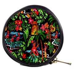 Hawaiian Girls Black Flower Floral Summer Mini Makeup Bags