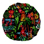 Hawaiian Girls Black Flower Floral Summer Large 18  Premium Round Cushions Back