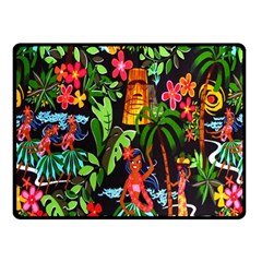 Hawaiian Girls Black Flower Floral Summer Double Sided Fleece Blanket (small)  by Mariart