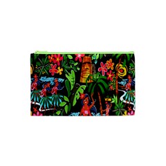 Hawaiian Girls Black Flower Floral Summer Cosmetic Bag (xs)