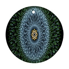 Hipnotic Star Space White Green Ornament (round)