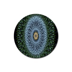 Hipnotic Star Space White Green Rubber Coaster (round) 