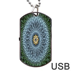 Hipnotic Star Space White Green Dog Tag Usb Flash (two Sides)