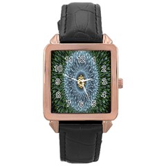 Hipnotic Star Space White Green Rose Gold Leather Watch 