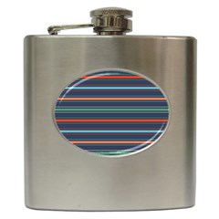 Horizontal Line Blue Green Hip Flask (6 Oz)