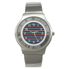Horizontal Line Blue Green Stainless Steel Watch