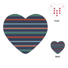 Horizontal Line Blue Green Playing Cards (heart) 