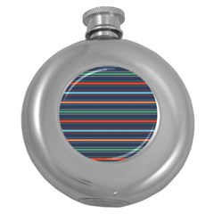 Horizontal Line Blue Green Round Hip Flask (5 Oz)